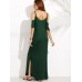 Casual Women Cold Shoulder Half Sleeve Split Maxi Dresses