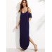 Casual Women Cold Shoulder Half Sleeve Split Maxi Dresses