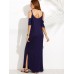 Casual Women Cold Shoulder Half Sleeve Split Maxi Dresses