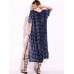 Snake Print Dyeing Split Tie Short Sleeve Maxi Dress For Women