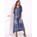 Snake Print Dyeing Split Tie Short Sleeve Maxi Dress For Women