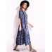 Snake Print Dyeing Split Tie Short Sleeve Maxi Dress For Women