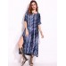 Snake Print Dyeing Split Tie Short Sleeve Maxi Dress For Women