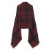 Women Multicolor Plaid Striped Fringed Tassel Blanket Wrap