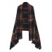 Women Multicolor Plaid Striped Fringed Tassel Blanket Wrap