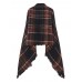 Women Multicolor Plaid Striped Fringed Tassel Blanket Wrap