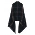 Women Multicolor Plaid Striped Fringed Tassel Blanket Wrap