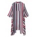 Women Colorful Striped 3/4 Sleeve Irregular Hem Cardigans