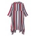 Women Colorful Striped 3/4 Sleeve Irregular Hem Cardigans