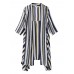 Women Colorful Striped 3/4 Sleeve Irregular Hem Cardigans