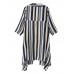 Women Colorful Striped 3/4 Sleeve Irregular Hem Cardigans