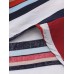 Women Colorful Striped 3/4 Sleeve Irregular Hem Cardigans