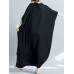 Women Loose Casual Pure Color Batting Sleeve Tunic Maxi Dress