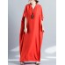 Women Loose Casual Pure Color Batting Sleeve Tunic Maxi Dress