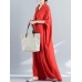 Women Loose Casual Pure Color Batting Sleeve Tunic Maxi Dress