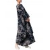 Loose Women Floral Printed Long Sleeve O-Neck Robe Dress