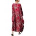 Loose Women Floral Printed Long Sleeve O-Neck Robe Dress