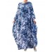 Loose Women Floral Printed Long Sleeve O-Neck Robe Dress