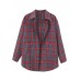 Women Casual Letters Printing Plaid Pockets Long Sleeve Coats Jackat