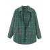 Women Casual Letters Printing Plaid Pockets Long Sleeve Coats Jackat