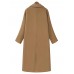 Elegant Women Lapel Long Sleeve Solid Color Button Long Coat