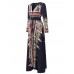 OEUVRE Bohemian Women V-Neck Printed Beach Party Maxi Dress