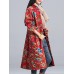 Folk Style Women Printed Plate Buckle Long Sleeve Coats