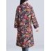 Folk Style Women Printed Plate Buckle Long Sleeve Coats