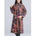 Folk Style Women Printed Plate Buckle Long Sleeve Coats