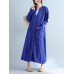 Women V Neck Buttons Open Cardigan Long Sleeve Maxi Dress