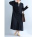 Women V Neck Buttons Open Cardigan Long Sleeve Maxi Dress