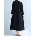 Women V Neck Buttons Open Cardigan Long Sleeve Maxi Dress