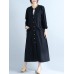 Women V Neck Buttons Open Cardigan Long Sleeve Maxi Dress