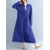 Women V Neck Buttons Open Cardigan Long Sleeve Maxi Dress