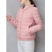 Casual Women Pure Color Flounce Long Sleeve Zip Up Coat