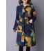 Casual Women Long Sleeve Color Block Horn Button Coat