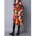 Casual Women Long Sleeve Color Block Horn Button Coat