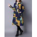 Casual Women Long Sleeve Color Block Horn Button Coat