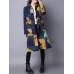 Casual Women Long Sleeve Color Block Horn Button Coat