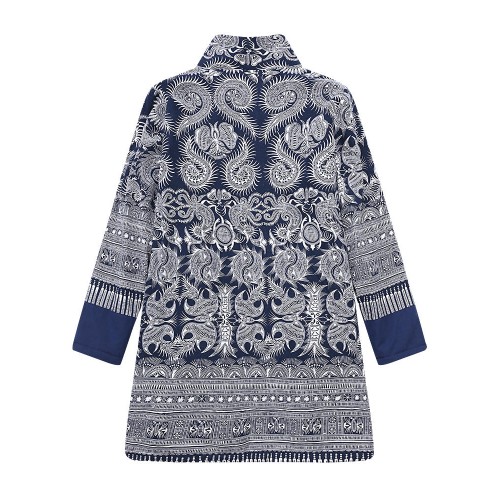 Ethnic Women Printing Plate Buckle Fleece Long Sleeve Coats