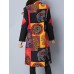 Ethnic Women Print Patchwork Plate Buckle Loose Vintage Coats