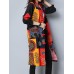 Ethnic Women Print Patchwork Plate Buckle Loose Vintage Coats