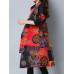 Ethnic Women Print Patchwork Plate Buckle Loose Vintage Coats