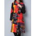 Ethnic Women Print Patchwork Plate Buckle Loose Vintage Coats