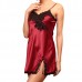 Silky Comfortable Lace-Trim Sexy Sling Embroidery Wave Cut Slip Sleepwear Dress