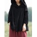 S-5XL Women Cotton Long Sleeve Solid Button Hooded Thin Outerwear