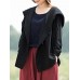 S-5XL Women Cotton Long Sleeve Solid Button Hooded Thin Outerwear