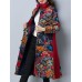 Vintage Women Printed High Collar Long Sleeve Coats