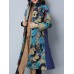 Vintage Women Printed High Collar Long Sleeve Coats