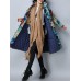 Vintage Women Printed High Collar Long Sleeve Coats